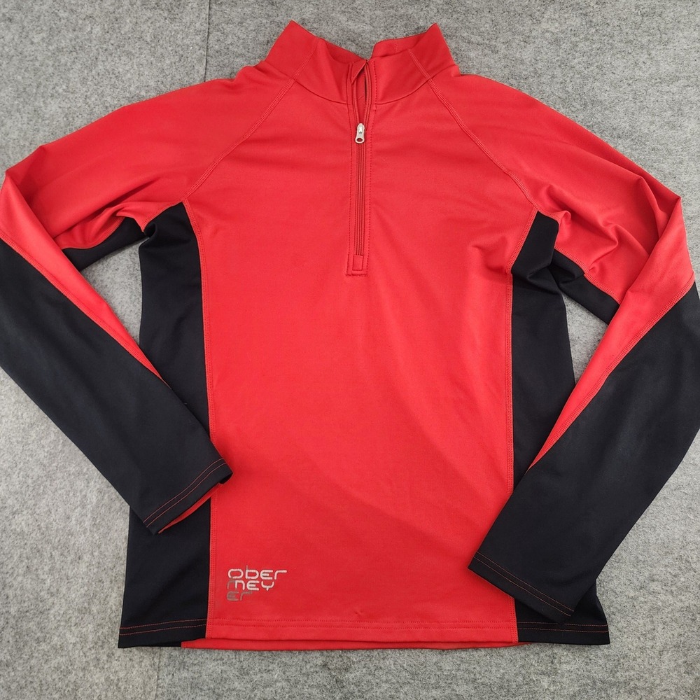 Obermeyer Red Black Quarter Zip Mock Neck Base Layer Pullover Youth XL